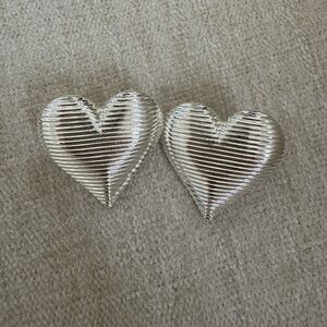 Silver Heart Ribbed Earrings - Women Jewelry Earrings